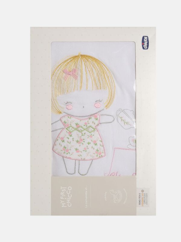 White and Pink Embroidered Pram Blanket image number null